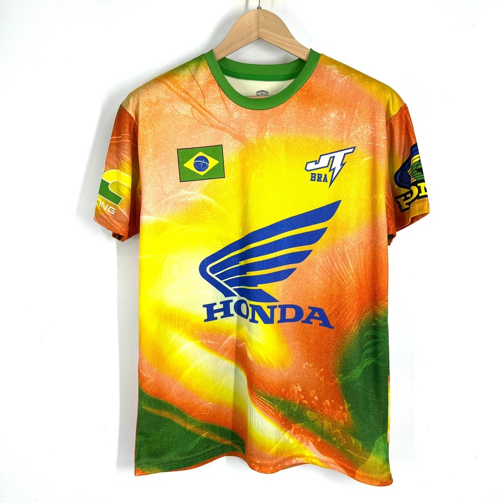 JT Racing Honda Jersey Mens Large Orange Yellow Brazil Victory Podium 26 Shirt